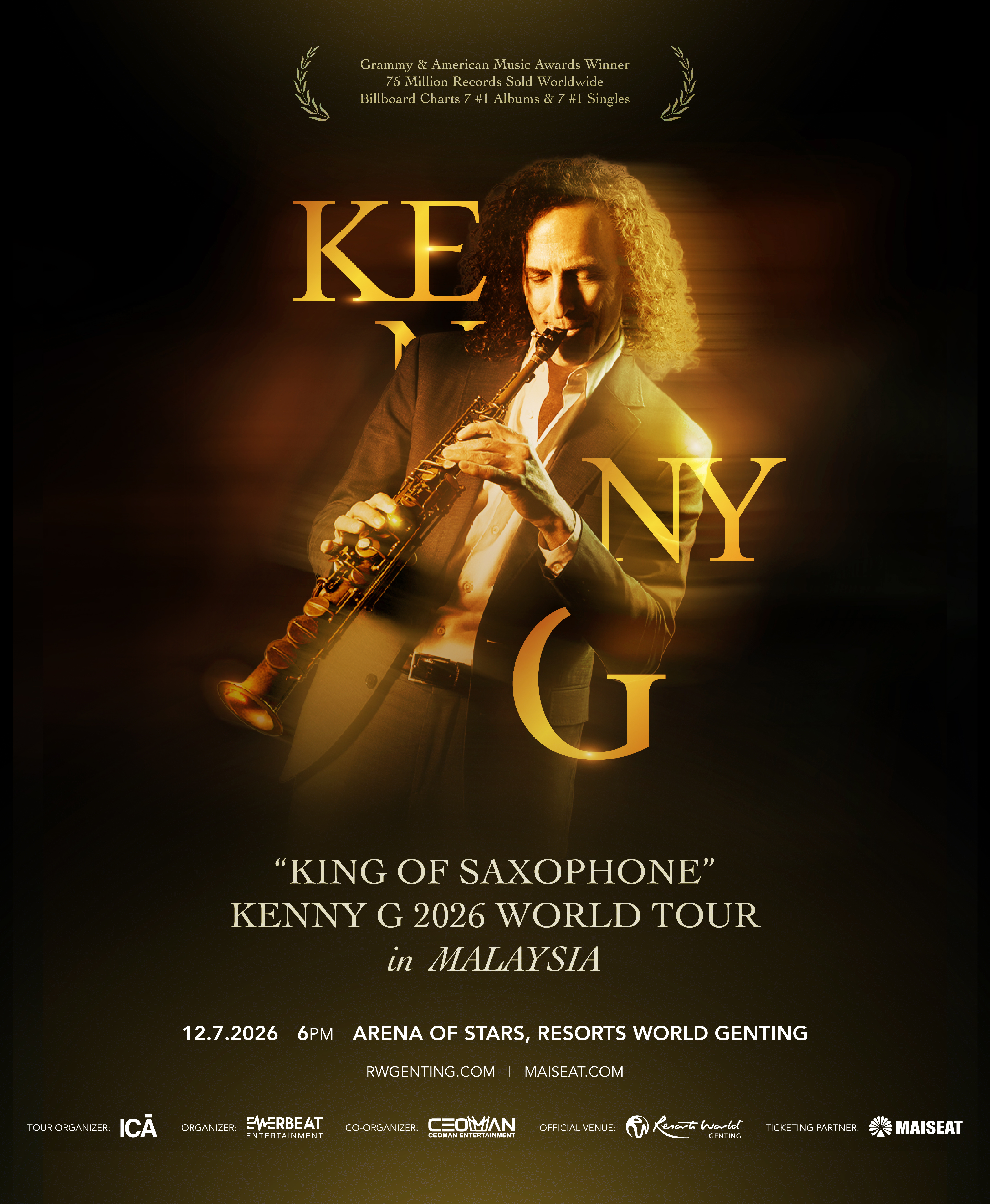 King of Saxophone” Kenny G 2026 World Tour in Malaysia